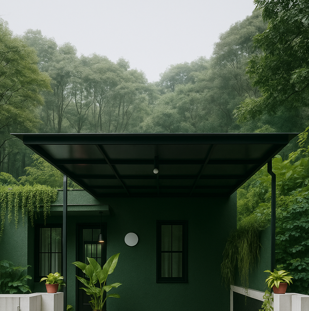 Kanopi rumah minimalis berbahan besi hollow hitam kuat dan tahan lama