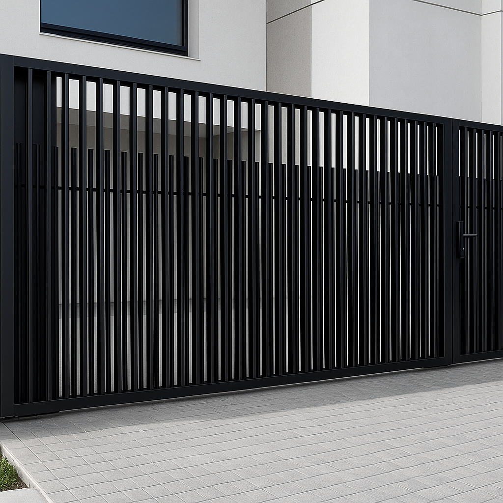 Pagar rumah minimalis dari besi hollow hitam dengan desain modern